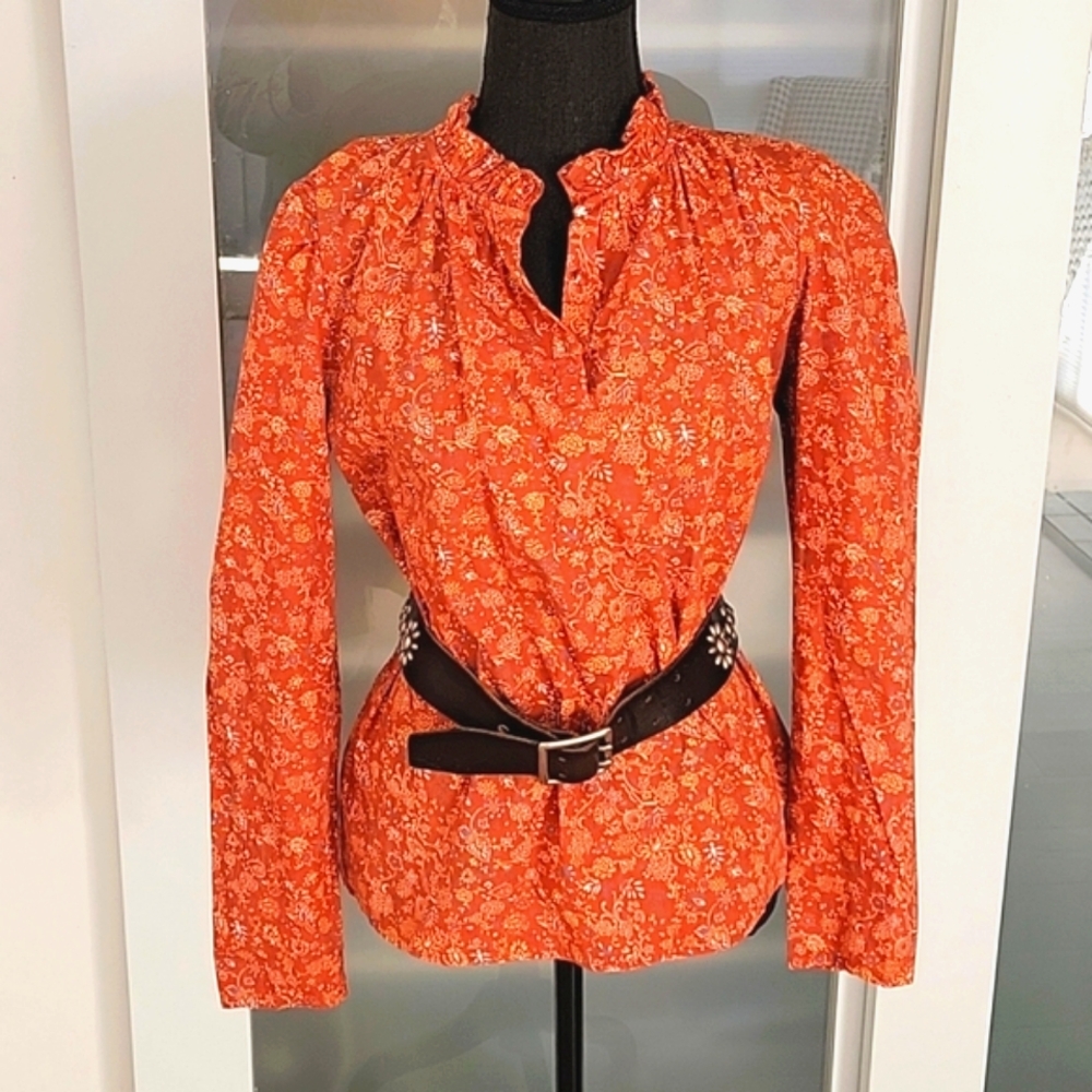 House of Harlow 1960 Wallis Rust Prairie Long Sleeve Top-NWT